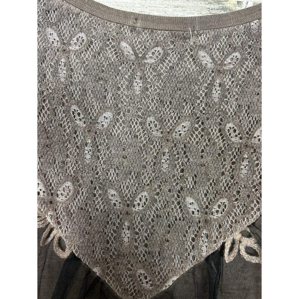 Feratteli Womens Medium Brown Boho Embroidered Lace Cotton Tunic Top - Picture 5 of 5